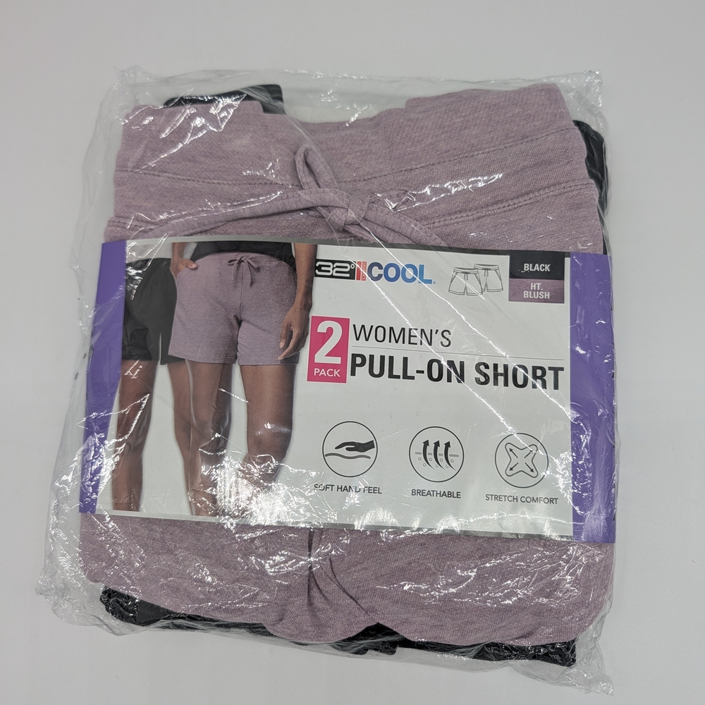 32 Degrees Women's Pull-On Shorts 2-Pack - Blush & Black